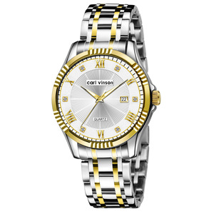 Reloj de Cuarzo para Hombre de Negocios con Correa de Acero Inoxidable, Resistente al Agua, Esfera Grande, Reloj de Pulsera con Fecha - Product Image 1