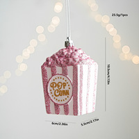 Ensemble d'ornements de Noël roses, décorations fantaisie pour fêtes de fin d'année, décorations suspendues en forme de sucette, beignet et chien ballon scintillants pour Noël