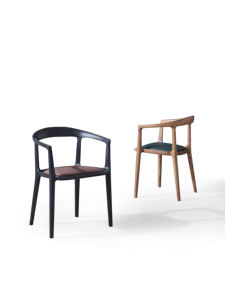 LU Chaise de salle à manger en bois massif avec siège en cuir rafraîchissant moderne de haute qualité pour la maison, le bureau, l'hôtel et l'appartement - Product Image 3