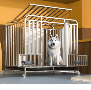 Düşük fiyat özel boyut katlanır paslanmaz çelik Metal istiflenebilir hayvan kafes Metal köpek sandık Pet köpek kedi kafes için kapalı açık - Product Image 4