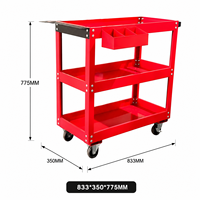 Chariot à outils roulant en métal OEM/ODM pour atelier et garage, chariot à outils à 3 niveaux, coffre de rangement en acier robuste