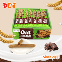 Vente en gros de bonbons Marque privée personnalisée Biscuits halal croustillants Bâton Avoine Lait Chocolat Rouleau Soufflé Gaufrette Biscuit OEM/ODM