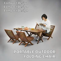 Chaise pliante de camping minimaliste moderne pour l'extérieur, tabouret portable en bois massif et bambou, empilable, pour salon de jardin et mobilier d'extérieur