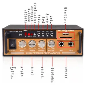 220V ハイパワー 2 チャンネル ミニ中国製 HiFi アンプ 家庭用ロスレス 12V カード読み取り USB フラッシュドライブ ラジオスピーカー - Product Image 4