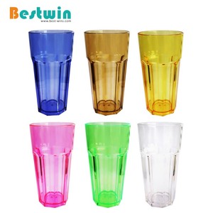 Bicchieri Colorati in Plastica per Bevande Fredde, Cola, <span class=keywords><strong>Caffè</strong></span> <span class=keywords><strong>Freddo</strong></span>, Bicchieri Sfaccettati in Policarbonato per Acqua - Product Image 2