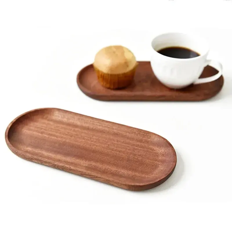 multi-dimension Tableware Solid Wood Round Dessert Plate Japanese-style Wooden Tray Snack Plate Dried Fruit Plate Wooden try