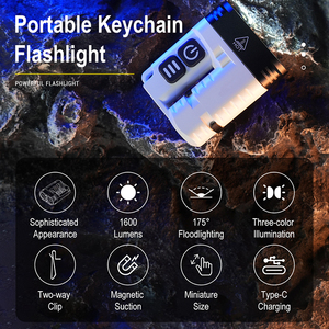 Mini lampe torche rechargeable super lumineuse 18350, 1600 LM, portable, <span class=keywords><strong>porte</strong></span>-clés, étanche IP68, lampe torche LED pour le camping et les situations d'urgence - Product Image 3