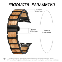 Correa de Reloj Universal de Madera y Acero Inoxidable de 20 mm, Ajustable y Cómoda, Compatible con Apple Watch y Relojes Inteligentes Estándar