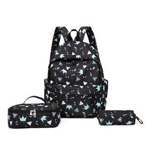 Teenager Oem Printed School Bag Set Custom 3Pcs Girls Boy College Student School Bag <b>Backpack</b> Bookbag With Messenger and Pen Bag - Product Image 1