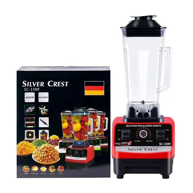 2 in 1 4500w Kitchen Appliances Heavy Duty Commercial Mixer Smoothie Juicer Food Processor Silver Crest Blender