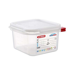 Contenedor de Alimentos de Polipropileno GN 1/6, 17.6 × 16.5 × 10 h cm, con Tapa, -40/+95 ° C Araven - Product Image 1