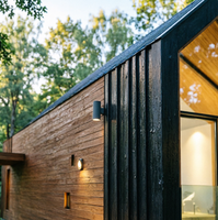 Maison de luxe à toit incliné en bois naturel, préfabriquée, pour resort, structure industrielle en acier, abri, cabane mobile