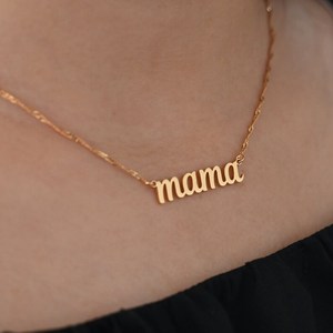 Joyería de moda collar de mamá 18K oro Acero inoxidable personalizar gótico mamá Collar personalizado <span class=keywords><strong>fuente</strong></span> cadena collar regalo de la madre - Product Image 6