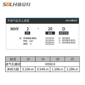 Cilindro Neumático de Sujeción MHY2-10D 16D/20D/25D, Tipo de Apertura/Cierre con Punto de Pivote, Accesorios para Brazo Robótico Pequeño para Agricultura - Product Image 2