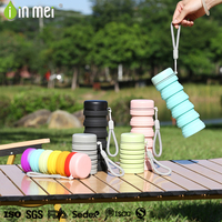 Bouteille d'eau de sport pliable en silicone sans BPA de 500 ml, étanche, portable, pour le voyage et le camping, avec boucle, pour boire directement, sûre, réutilisable