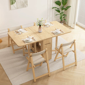 Tavolo <span class=keywords><strong>da</strong></span> <span class=keywords><strong>Pranzo</strong></span> Pieghevole Moderno e Compatto per Case Piccole, Multifunzionale, Portatile, in MDF, con Spazio <span class=keywords><strong>di</strong></span> Archiviazione, Estensibile, Senza Montaggio - Product Image 5