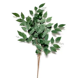 Planta de plástico Artificial de hojas de acebo, 3 ramas, para decoración del hogar, boda, venta al por mayor