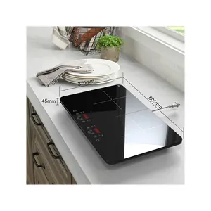 CB Certificação Desktop Fogão De Cozinha Portátil Fogão De Indução Cooktop Inteligente Elétrico 2 Queimadores Com Zonas Duplas