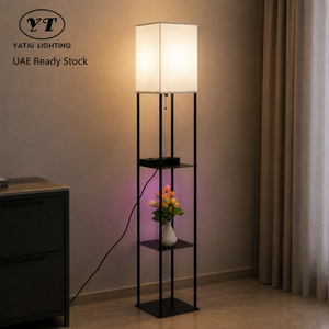 Lampe sur pied moderne avec port de charge USB, structure en fer, abat-jour en tissu, E27, blanc chaud, pour chambre, salon, maison, hôtel - Product Image 1