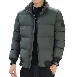 Winter Men's Korean style slim solid color Stand Collar Cotton Padded Puffer Jacket Winter Warm Coats