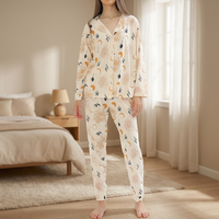 Pyjama classique à boutons pour femmes Vêtements de nuit confortables