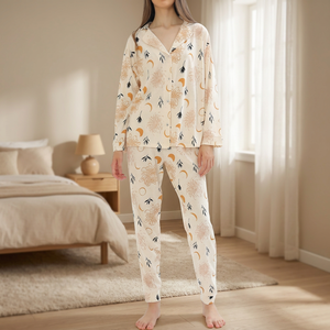 Pyjama classique à boutons pour femmes Vêtements de nuit confortables - Product Image 2