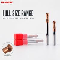 HANDERK Fraise à queue carrée à 4 cannelures en carbure de tungstène HRC55 avec hélice de 35 degrés pour CNC OEM/ODM