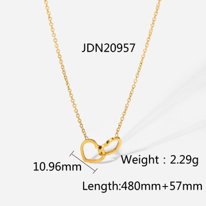 Collier Kadin en acier inoxydable avec deux cœurs creux romantiques, collier en acier inoxydable, meilleurs colliers d'amitié <span class=keywords><strong>pour</strong></span> 2, collier en forme de cœur - Product Image 3