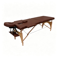 Höhenverstellbare braune klappbare Massageliege aus Holz, mit einer Tragfähigkeit von 200 kg, tragbar, geeignet für Kosmetikliegen.