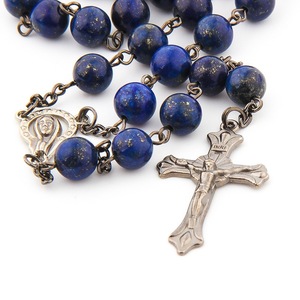 Collar de cuentas de ágata india natural con colgante de cruz para ceremonias religiosas, joyería unisex RN-002 - Product Image 3