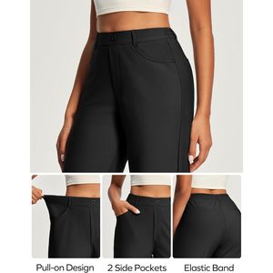 Pantalones de Vestir de Pierna Ancha para Mujer FOXA, Cintura Alta, Elásticos, Casuales de Negocios, con Bolsillos, Tela con Memoria Antiarrugas - Product Image 5