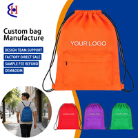 Sac à cordon imperméable en RPET, polyester léger, logo personnalisé, sac à dos à cordon réutilisable, pliable, sac écologique à cordon