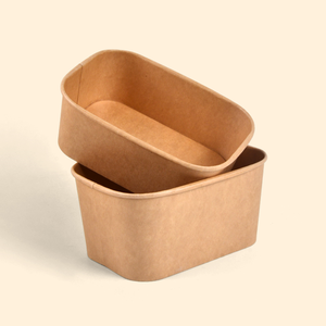 Nuevos cuencos de papel Kraft desechables biodegradables con diseño cuadrado Rectangular tapa de comida para llevar para alimentos rectangulares cuadrados - Product Image 2