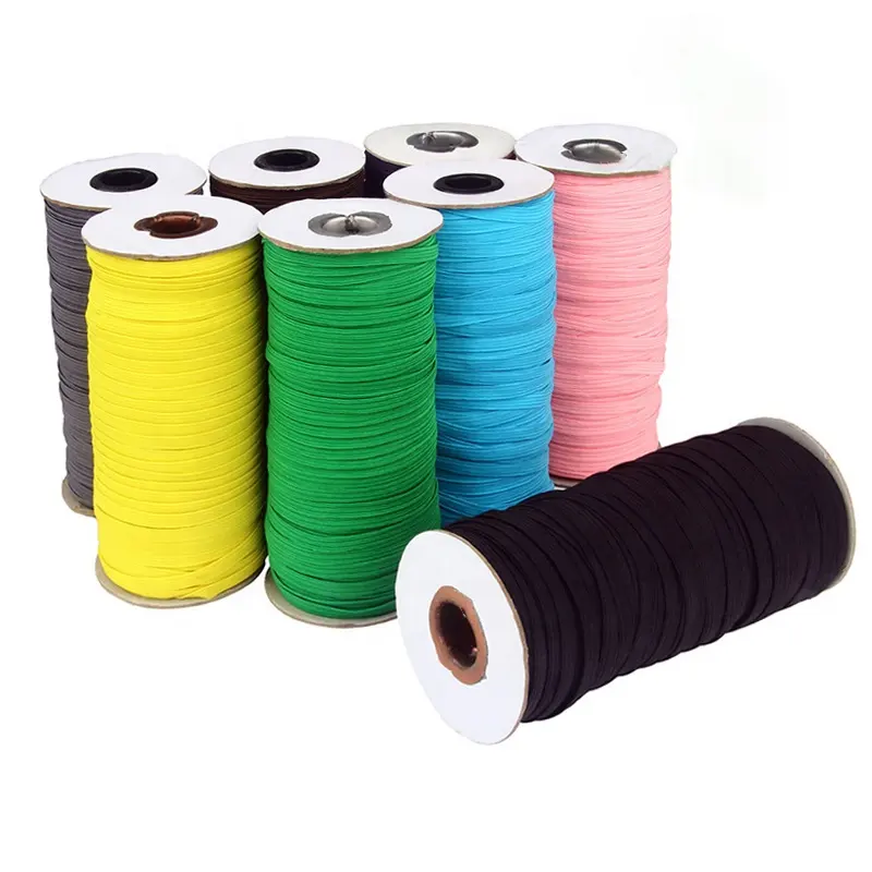 Midi Stock High Elasticity Colorful Flat Elastic Band Tape Braided Elastic Cord For Sewing Crafts