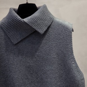 <span class=keywords><strong>Chaleco</strong></span> de Punto Holgado Nuevo para <span class=keywords><strong>Mujer</strong></span> con Cuello Camisero, Elegante <span class=keywords><strong>Chaleco</strong></span> de Suéter en Capas para Usar como Prenda Exterior - Product Image 6