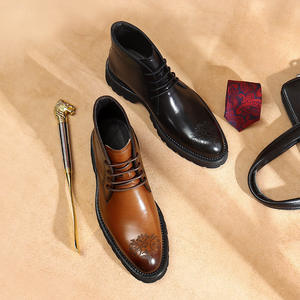 Botas Impermeables de Invierno, Estilo Nuevo, Clásicas, Versátiles, Casuales, de Caña Alta, para Trabajo al Aire Libre, de Cuero Genuino para Hombre, que Aumentan la Estatura, Deportivas - Product Image 1