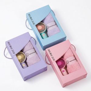 Promotional Gift Set 2 in 1 Towel Mini Handheld Fan Custom Logo Corporate Giveaway Trade Show Gift Bulk Wholesale - Product Image 1