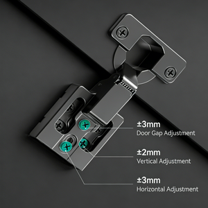 Charnières dissimulées à recouvrement total 35 mm gris titane à fermeture amortie pour meubles de cuisine et placards - Product Image 4