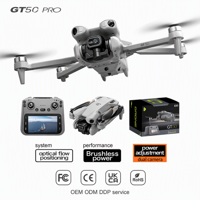 Wholesale GT50 Brushless Quadcopter Outdoor Mini Toy Drone with HD Dual Camera Obstacle Avoidance Screen Remote Controller