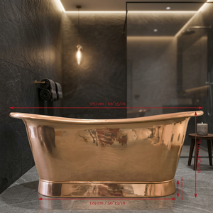 Bañera de Cobre Independiente, Hecha a Mano, Ovalada, Metálica, Decorativa, para Hogar, Baño, Spa, Hotel - Product Image 2