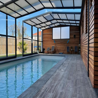 Aluminium-Legierung Ausziehbarer Wintergarten Glashaus 4-Jahreszeiten Mobile Wintergärten und Glashäuser für Villa Garten Pool Überdachung