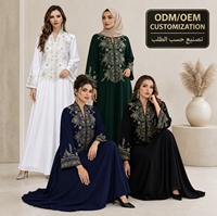Robe longue personnalisée pour fêtes et festivals, avec broderie florale exquise, manches évasées, tenue maxi ample, Abaya ODM/OEM