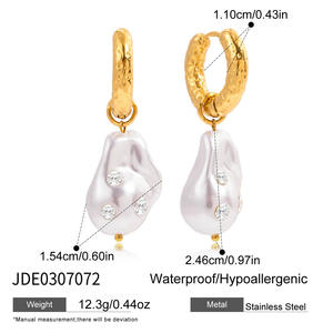 Retro Vintage Estilos Joyería Pendientes Perla Zircon Acero Inoxidable Gota Pendientes 18K Elegante para Mujer - Product Image 6