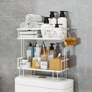 Étagère murale de rangement multifonctionnelle pour salle de bain, à suspendre au-dessus des toilettes, sans perçage - Product Image 1