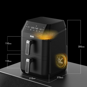 تصميم جديد 6 + 6 لتر مقلاة هوائية عمودية فرن تسخين علوي وسفلي سلة مزدوجة رقمية ذكية كهربائية - Product Image 5