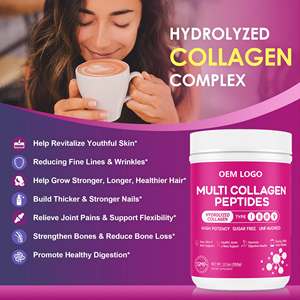 Colágeno en polvo de marca privada, alimentado con pasto, sin OMG, con péptidos de colágeno múltiple, ácido hialurónico, biotina y vitamina C para la belleza de adultos. - Product Image 3