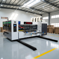 Machine d'emballage automatique de boîtes en carton, impression flexo 1 à 4 couleurs, découpe et rainurage de boîtes en carton ondulé, machine à boîtes à pizza