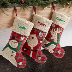 Chaussettes de Noël Joyeux Noël, broderie personnalisée, hiver, bordure en lin, plaid, chaussettes décoratives de Noël - Product Image 2
