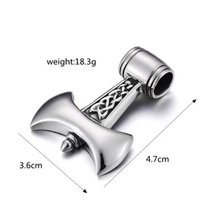 Collier pendentif marteau de Thor en acier inoxydable, bijou asymétrique pour homme, design géométrique, breloque chaîne - Product Image 5