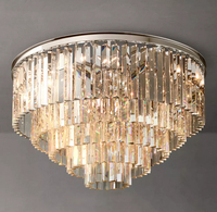 Plafonnier rond à 5 lumières en laiton massif avec cristaux K9, prisme en laiton à étages pour villa, salon, personnalisable